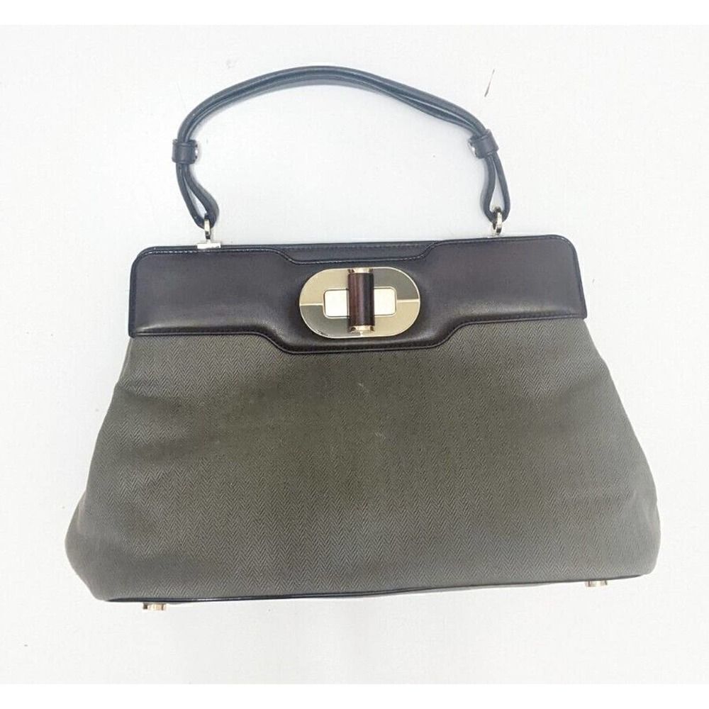 Authenticbvlgari Isabella Rosselini Gray Brown Multi Jacquard Leather Handbag